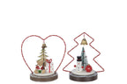 Bear + Snowman Led Heart + Tree Plywood Christmas Red/White Assortment Of 2 - Tuincentrum Lopik