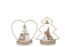 Bear + Snowman Led Tree + Heart Plywood White/Gold Colored Assortment Of 2 - Tuincentrum Lopik