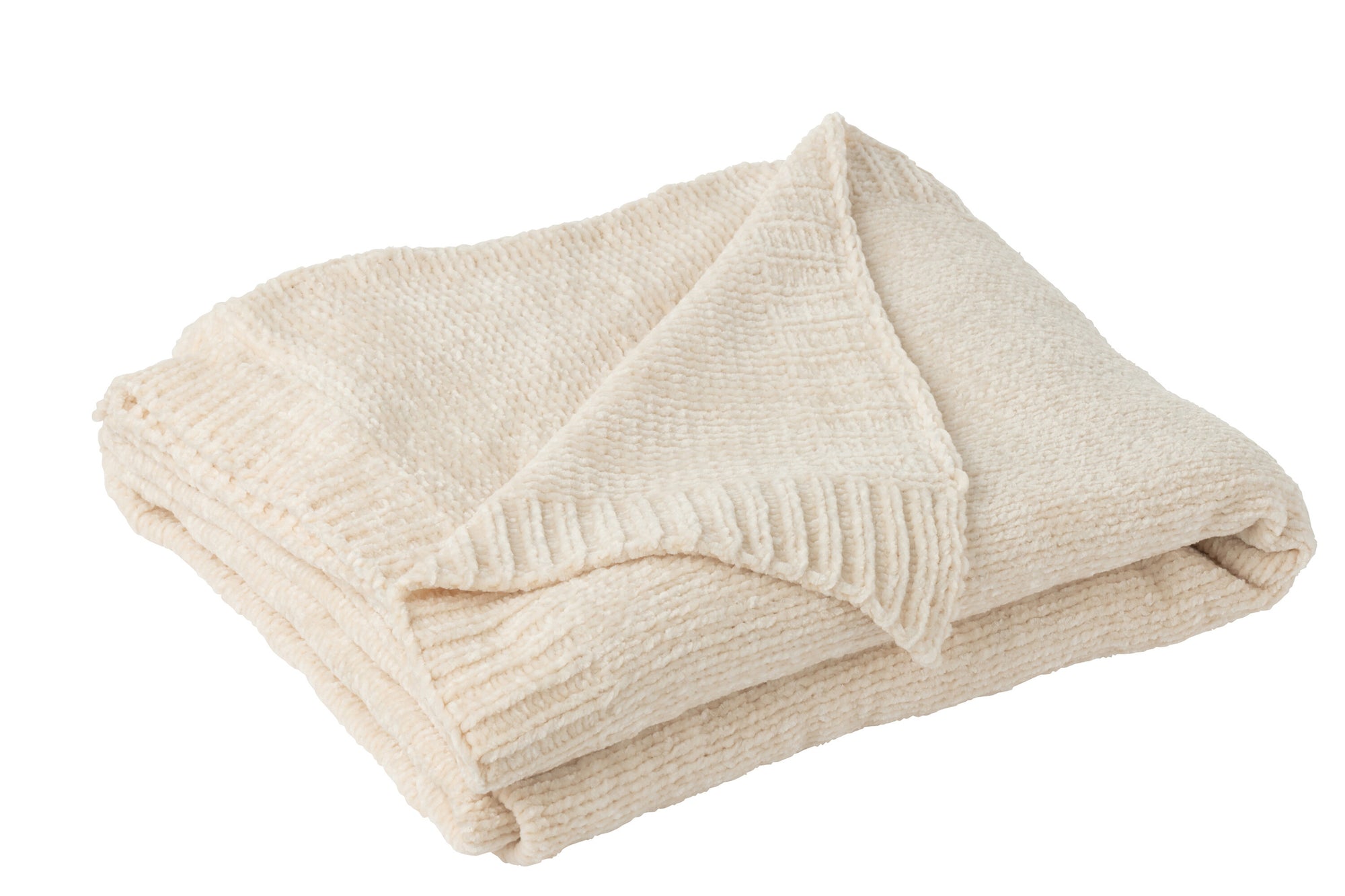 J-LINE DEKEN CHENILLE POLYESTER ECRU - Tuincentrum Lopik