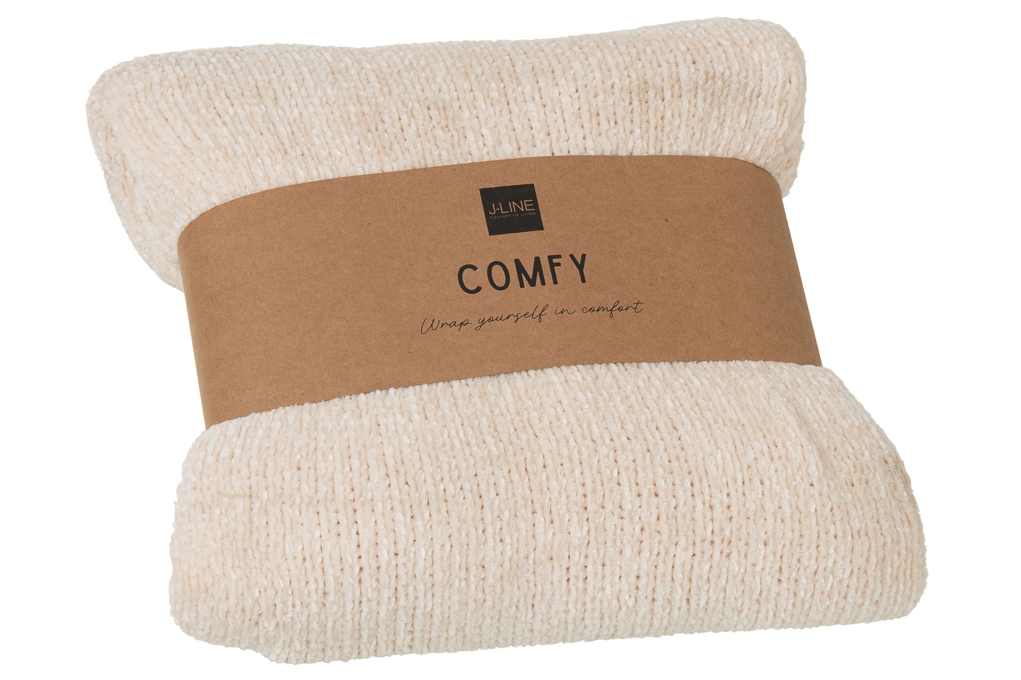 J-LINE DEKEN CHENILLE POLYESTER ECRU - Tuincentrum Lopik