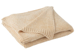 J-LINE DEKEN CHENILLE POLYESTER BEIGE - Tuincentrum Lopik