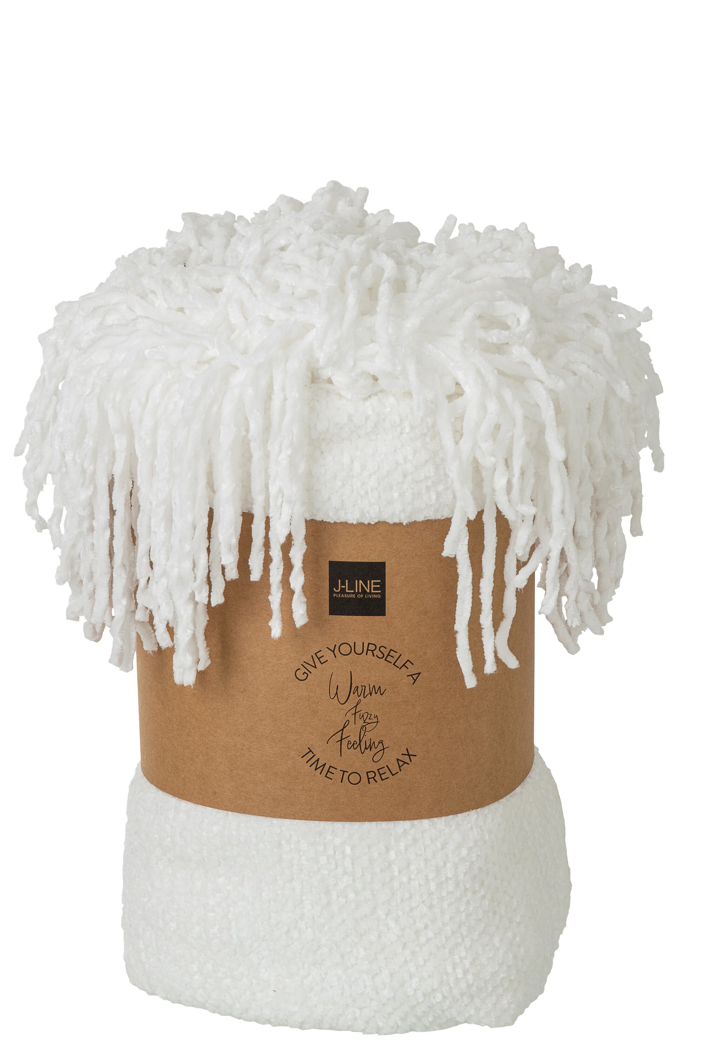 J-LINE DEKEN CHENILLE POLYESTER WIT - Tuincentrum Lopik