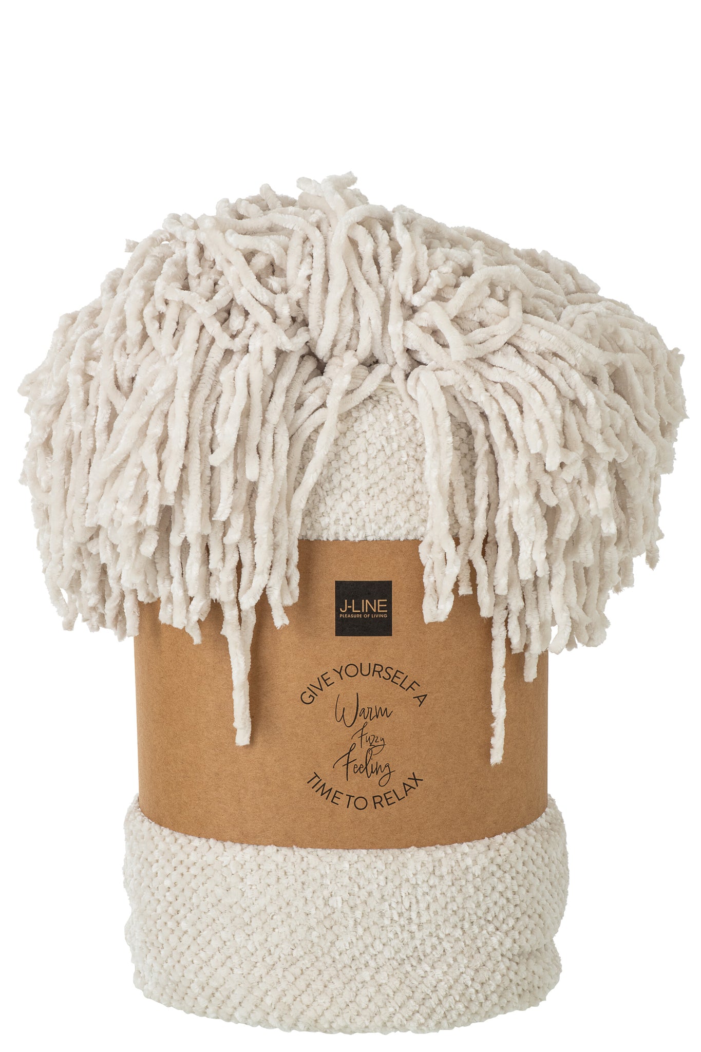 J-LINE DEKEN CHENILLE POLYESTER ECRU - Tuincentrum Lopik