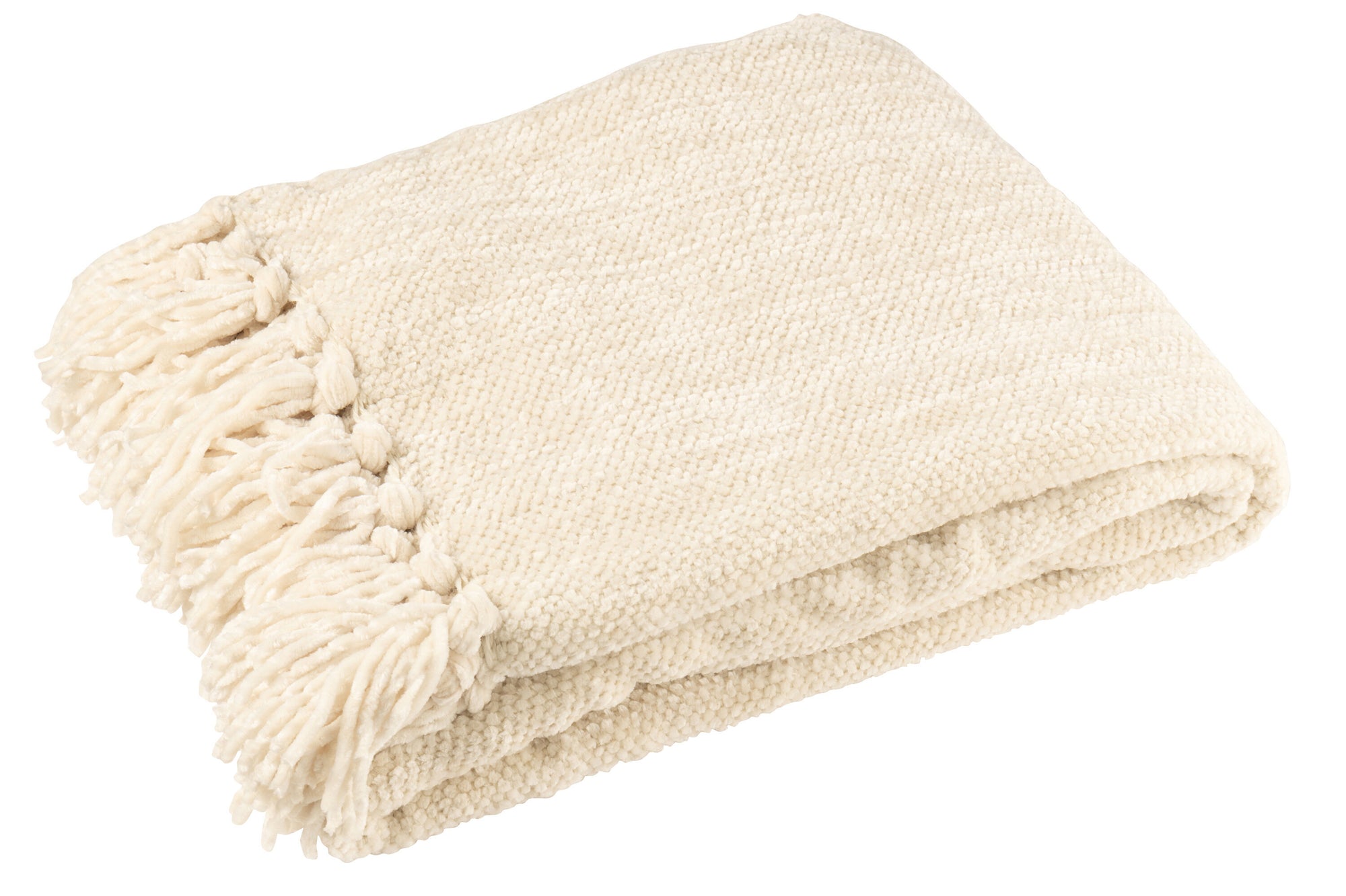 J-LINE DEKEN CHENILLE POLYESTER ECRU - Tuincentrum Lopik