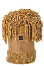 J-LINE DEKEN CHENILLE POLYESTER OKERGEEL - Tuincentrum Lopik