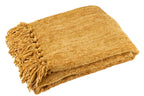 J-LINE DEKEN CHENILLE POLYESTER OKERGEEL - Tuincentrum Lopik