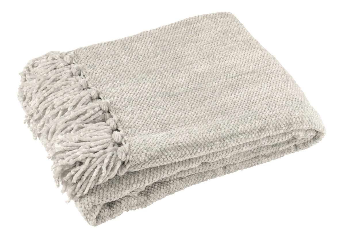 J-LINE DEKEN CHENILLE POLYESTER GRIJS