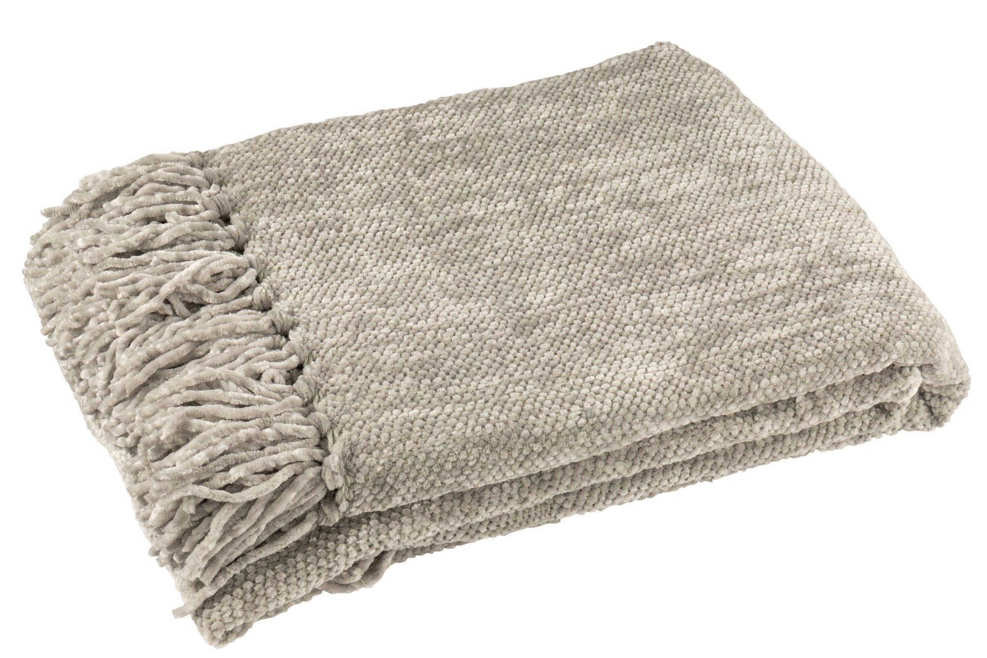J-LINE DEKEN CHENILLE POLYESTER GRIJS-GROEN - Tuincentrum Lopik