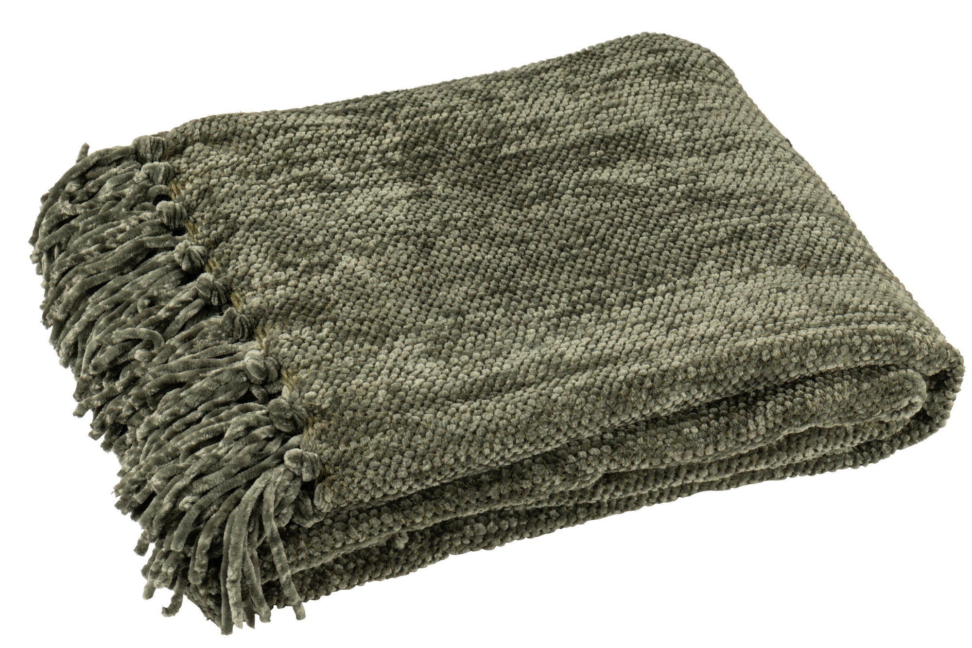 J-LINE DEKEN CHENILLE POLYESTER DONKERGROEN - Tuincentrum Lopik