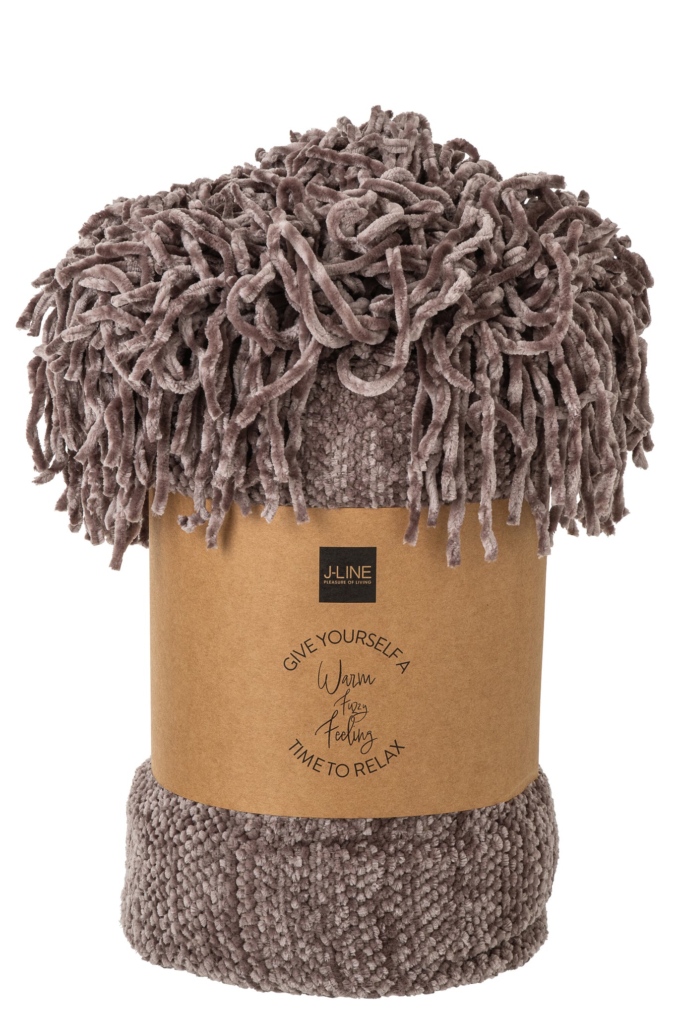 J-LINE DEKENTJE CHENILLE POLYESTER DONKERBRUIN - Tuincentrum Lopik