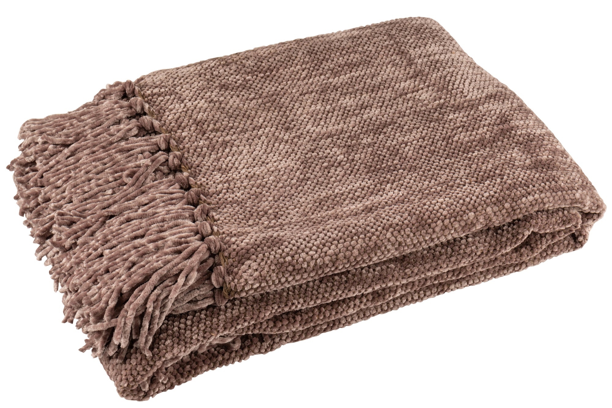 J-LINE DEKENTJE CHENILLE POLYESTER DONKERBRUIN - Tuincentrum Lopik