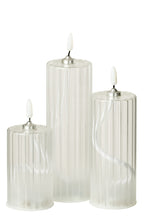 Led Candle Stripes Glass Transparent Large - Tuincentrum Lopik
