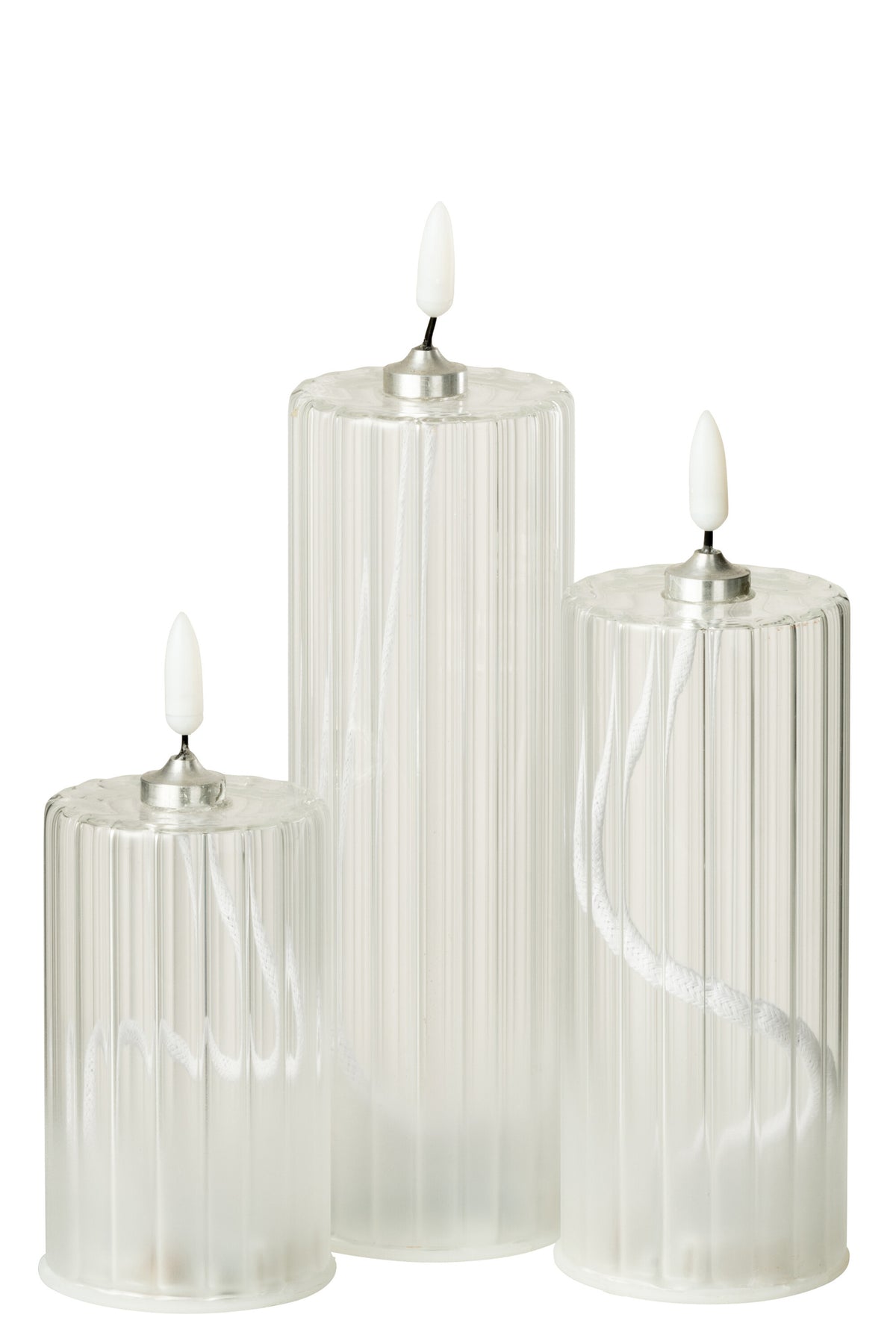 Led Candle Stripes Glass Transparent Large - Tuincentrum Lopik