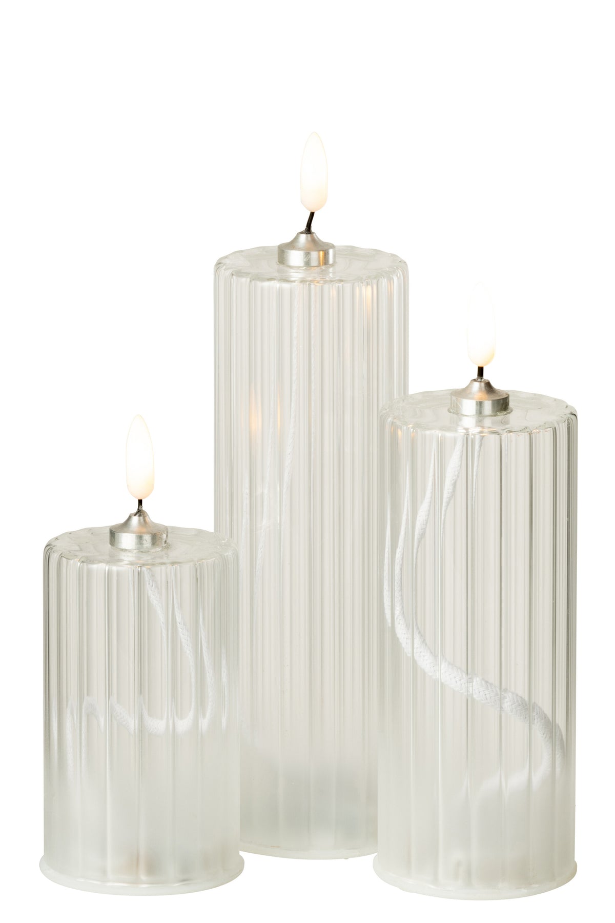 Led Candle Stripes Glass Transparent Large - Tuincentrum Lopik
