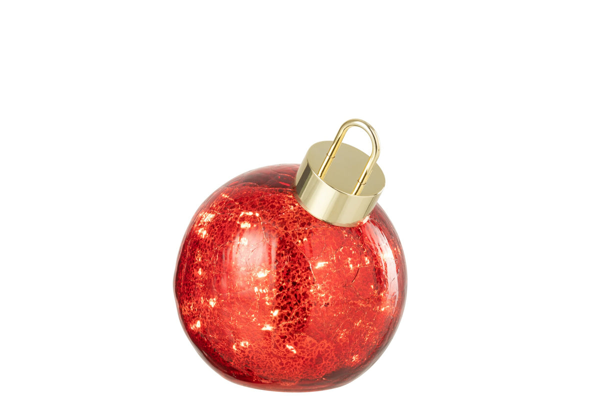 J-Line LED-kerstbal glas rood klein 15 cm