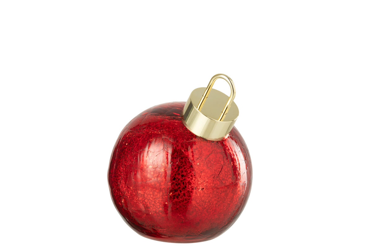 J-Line LED-kerstbal glas rood klein 15 cm