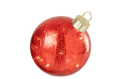 J-Line LED-kerstbal glas/ijzer rood medium 20 cm