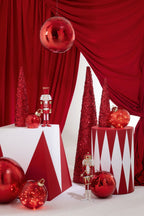 J-Line LED-kerstbal glas/ijzer rood medium 20 cm