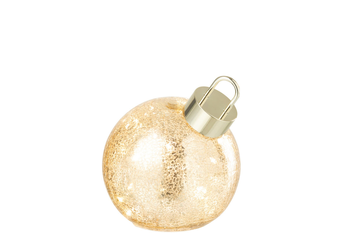 J-Line LED-kerstbal glas/ijzer goud klein 15 cm