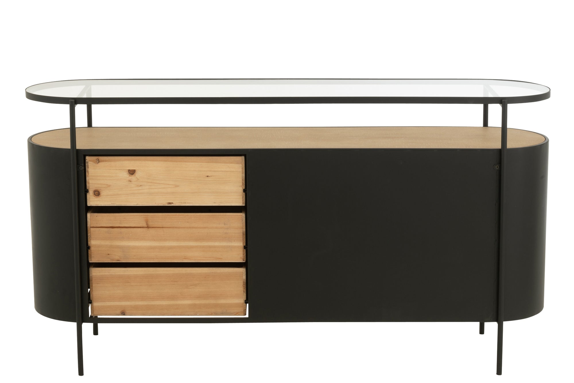 J-LINE DRESSOIR OVY IJZER NATUREL/ZWART - Tuincentrum Lopik