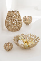 Candle Holder Leaf Aluminium Gold Colored Small - Tuincentrum Lopik