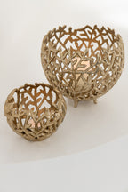 Candle Holder Leaf Aluminium Gold Colored Small - Tuincentrum Lopik