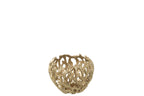 Candle Holder Leaf Aluminium Gold Colored Small - Tuincentrum Lopik