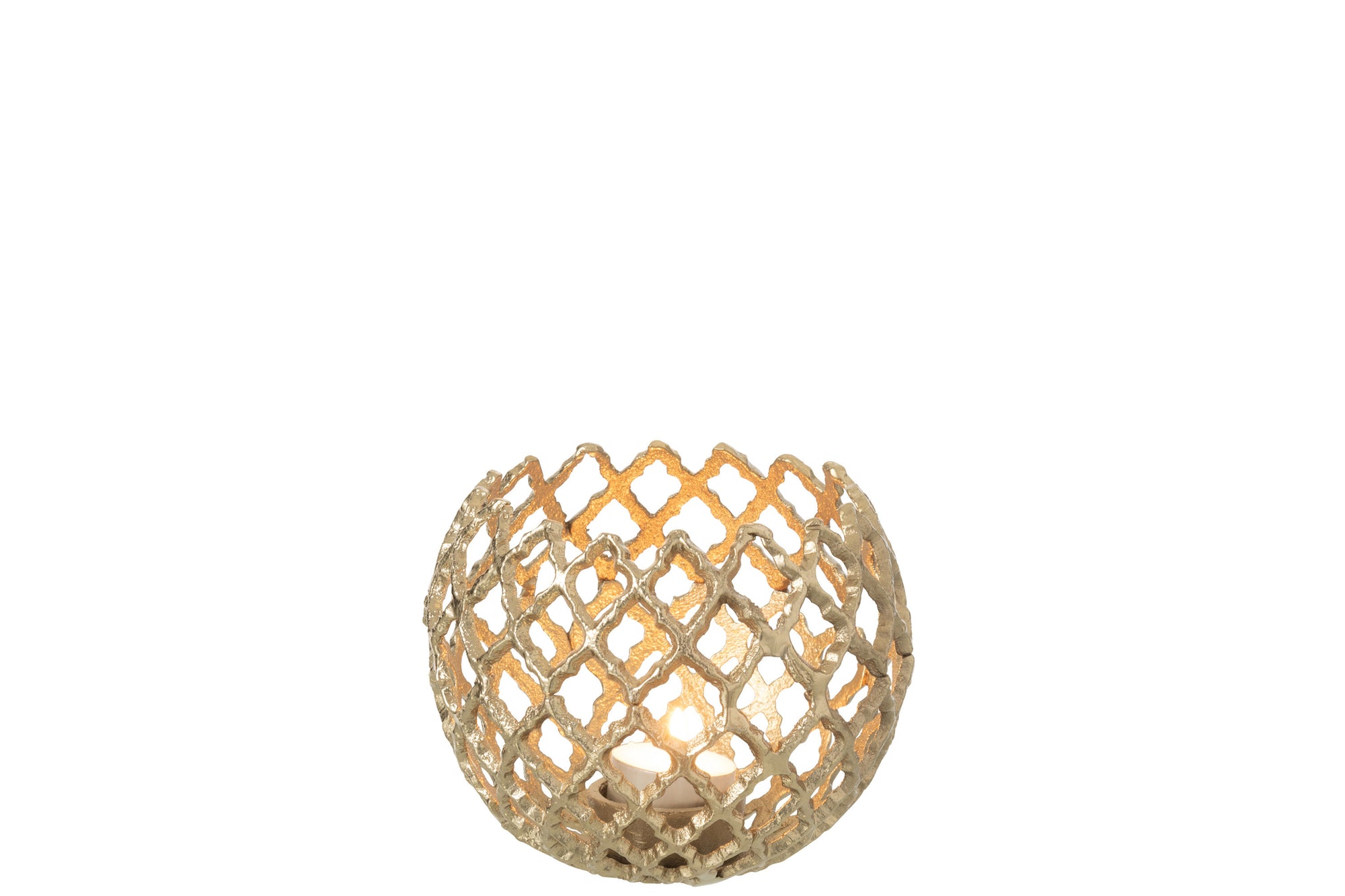 J-LINE KAARSENHOUDER ALUMINIUM GOUD MEDIUM 15X15X14CM - Tuincentrum Lopik