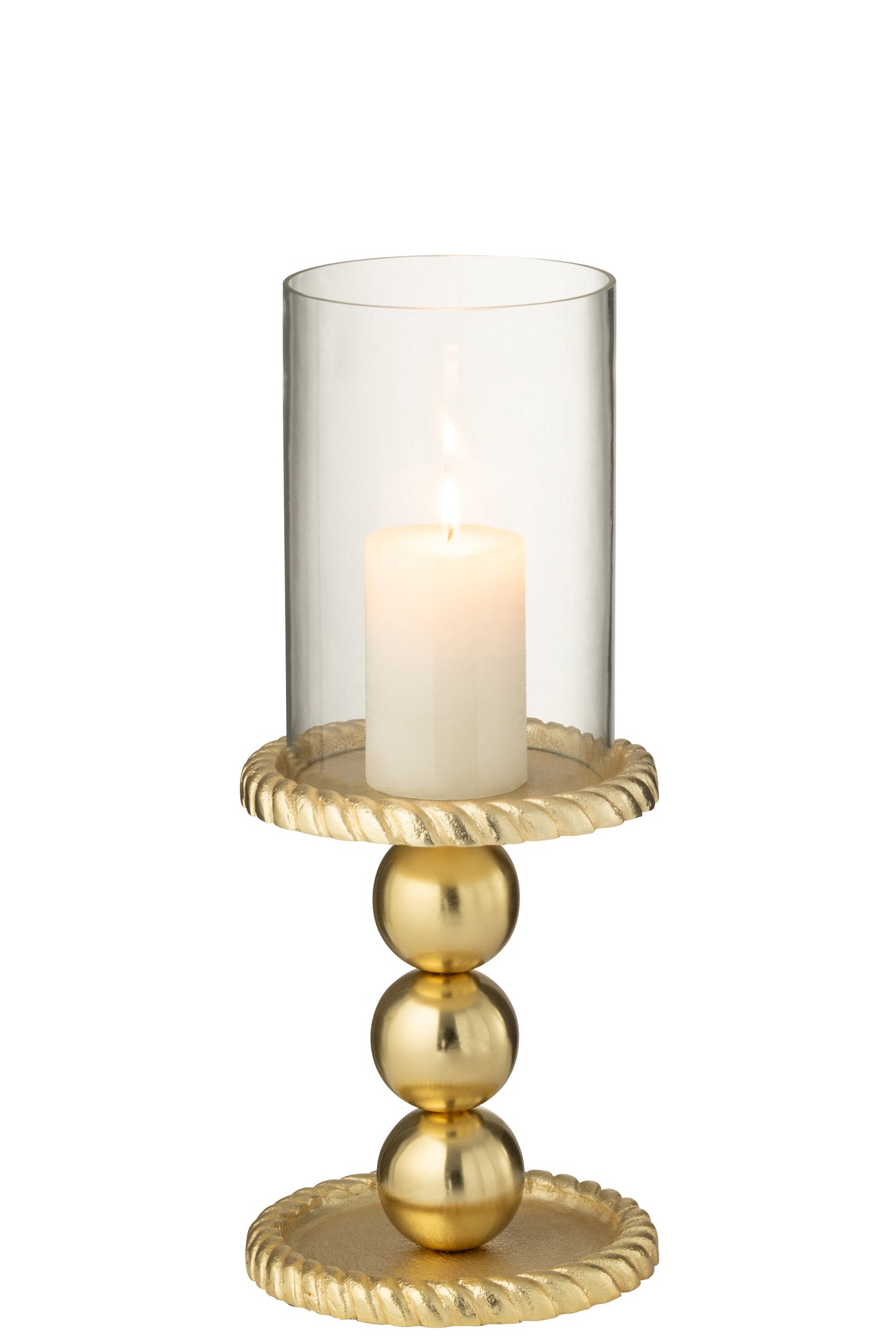 J-LINE KAARSENHOUDER ALUMINIUM GOUD KLEIN 13X13X28CM - Tuincentrum Lopik