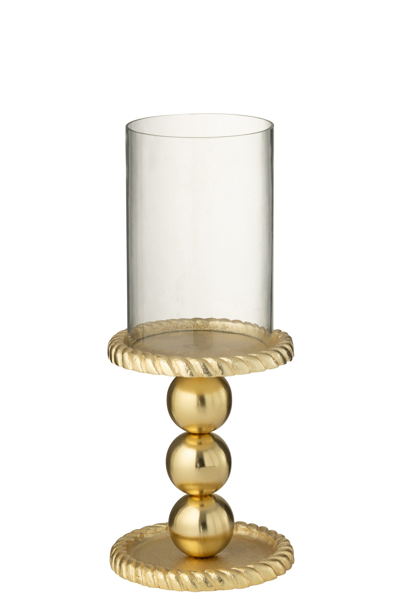 J-LINE KAARSENHOUDER ALUMINIUM GOUD KLEIN 13X13X28CM - Tuincentrum Lopik
