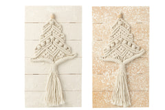 J-LINE WANDDECORATIE KERSTBOOM KATOEN NATUREL/WIT - SET VAN 2 - H54,5 CM - Tuincentrum Lopik