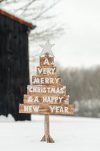 J-LINE KERSTBOOMSTER ALBASIA HOUT NATUURLIJK/WIT