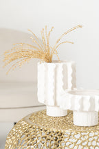 J-LINE VASE HELIX ROUND CERAMIC WHITE SMALL