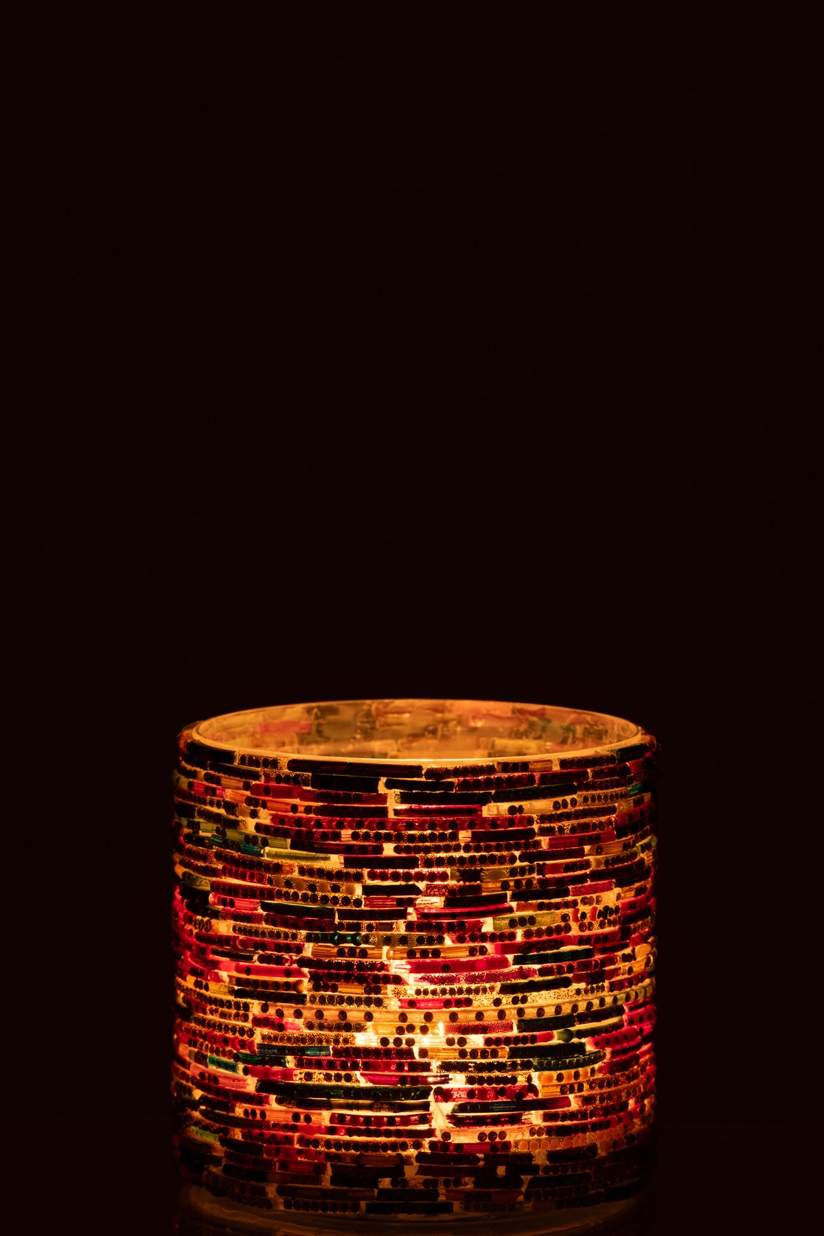 Candle Holder Beads Glass Pink/Gold Colored Medium - Tuincentrum Lopik