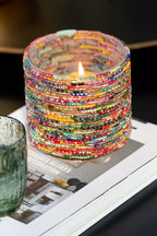 Candle Holder Beads Glass Pink/Gold Colored Medium - Tuincentrum Lopik