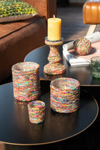 Candle Holder Beads Glass Pink/Gold Colored Medium - Tuincentrum Lopik