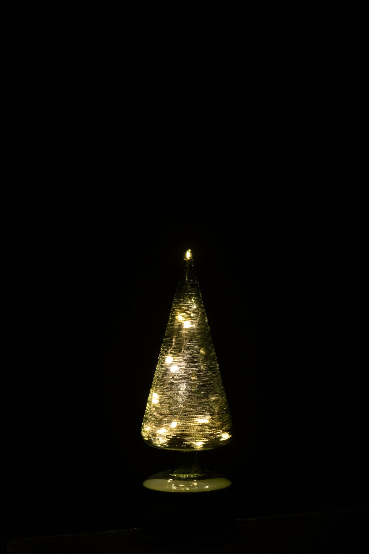 J-Line lichtobject kerstboom glas groen klein 27 cm