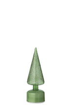 J-Line lichtobject kerstboom glas groen klein 27 cm