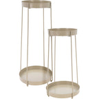 Trends4You Plantenstandaard - 46 + 58 Cm Hoogte - Taupe - Set Van 2