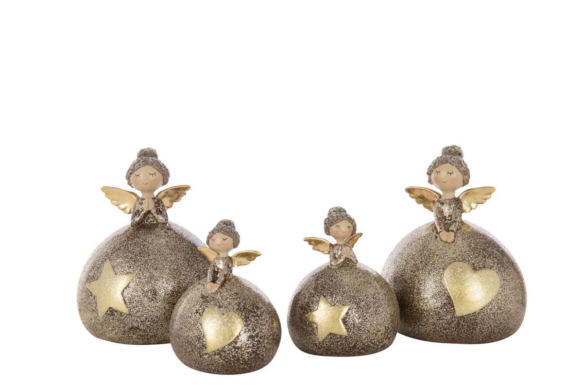 Angel Heart+Star Ball Polyresin Multicolored Large Assortment Of 2 - Tuincentrum Lopik