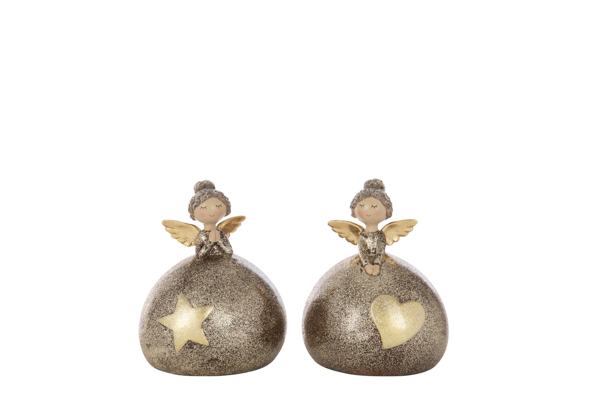 Angel Heart+Star Ball Polyresin Multicolored Large Assortment Of 2 - Tuincentrum Lopik