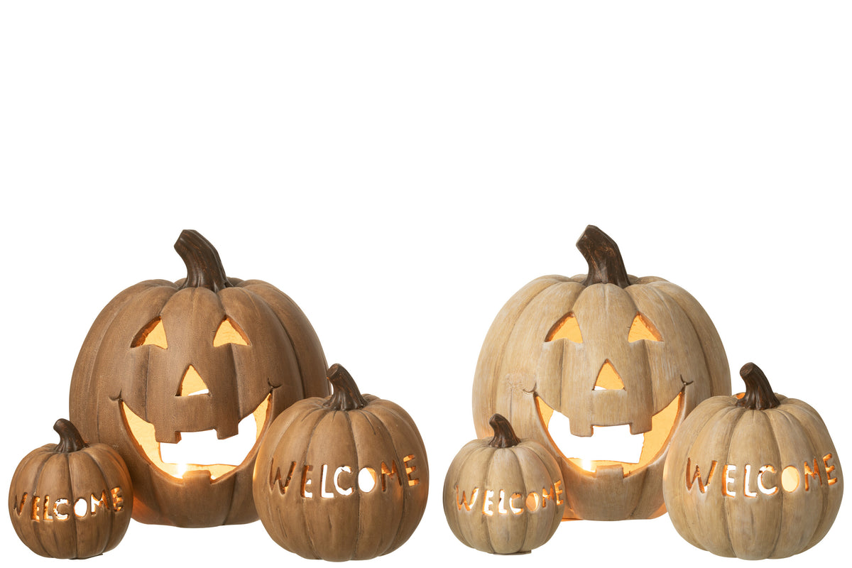 Candle Holder Pumpkin Halloween Clay Caramel - Tuincentrum Lopik