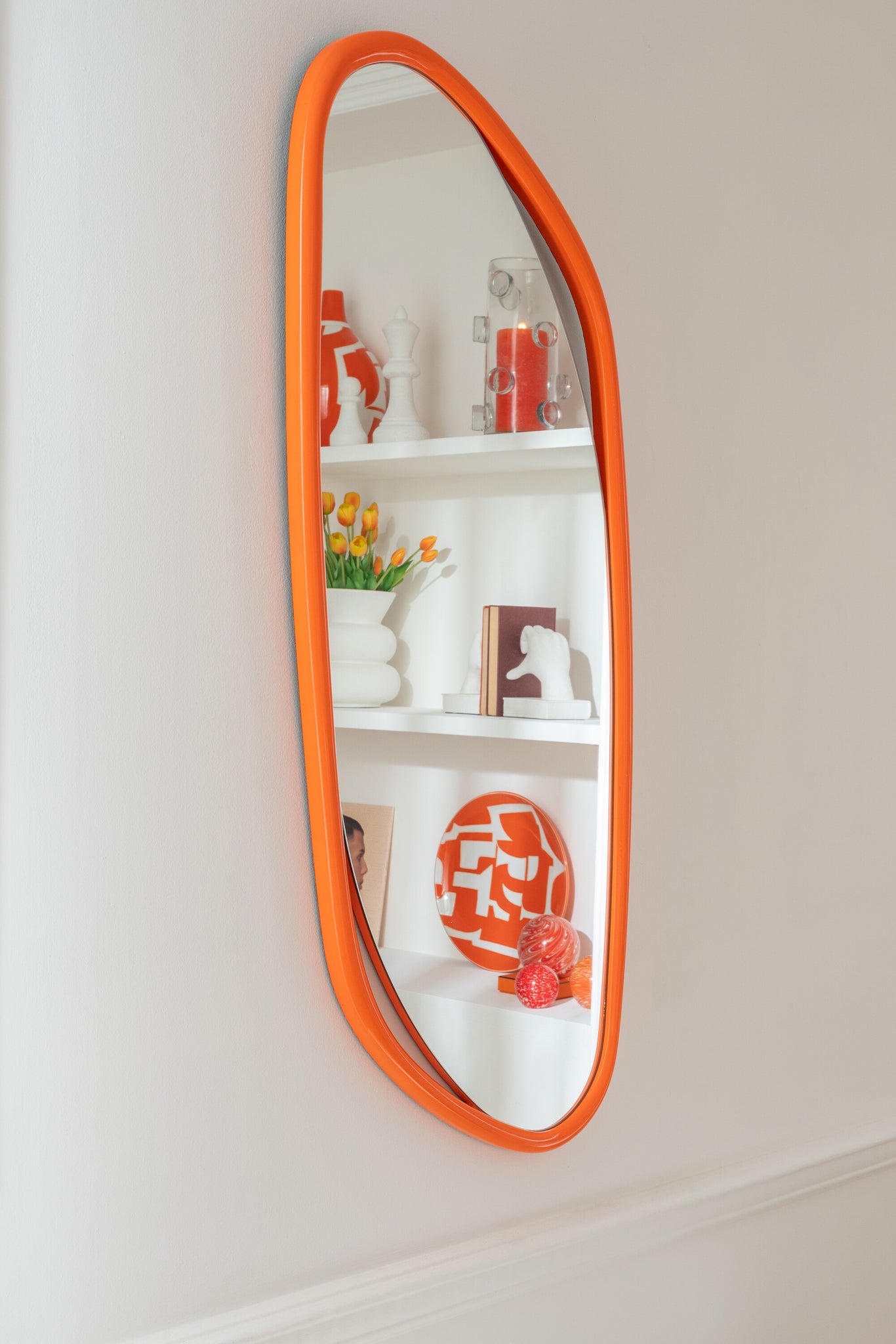 J-LINE WANDSPIEGEL ONREGELMATIG MDF ORANJE