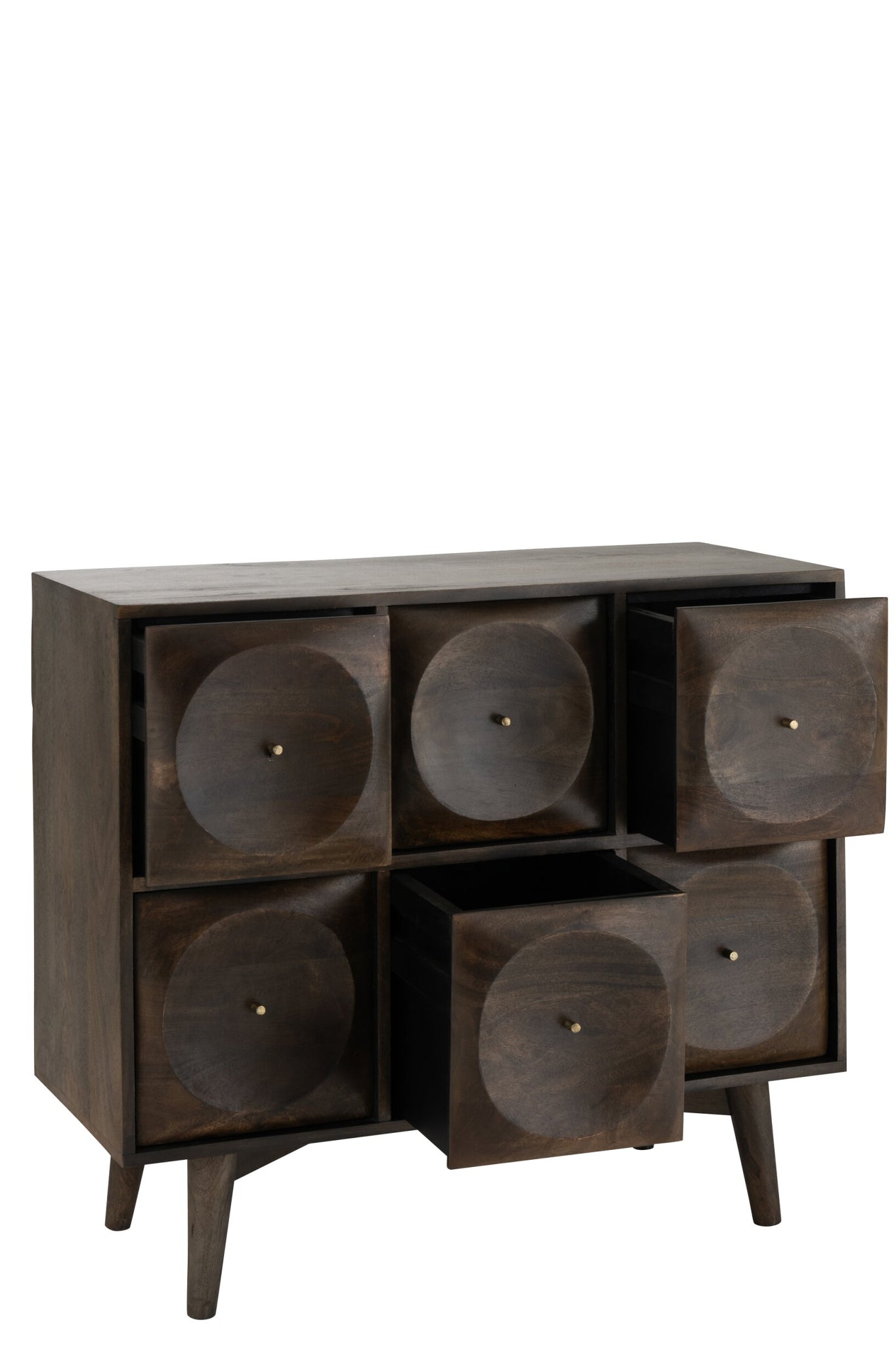 J-LINE LADEKAST CIRKELDESIGN HOUT DONKERBRUIN