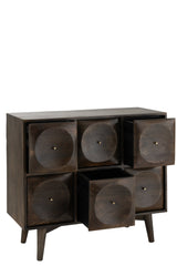 J-LINE LADEKAST CIRKELDESIGN HOUT DONKERBRUIN