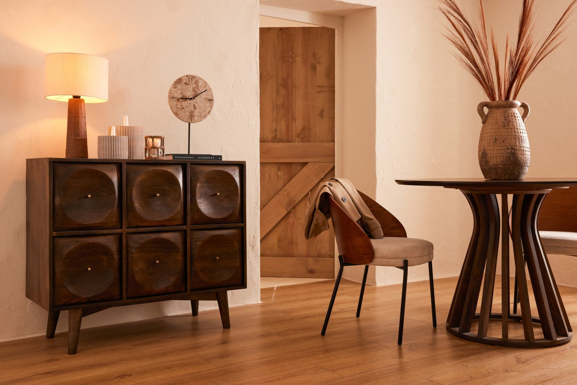 J-LINE LADEKAST CIRKELDESIGN HOUT DONKERBRUIN
