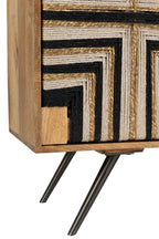 J-LINE KAST GEVLOCHTEN DRAADDESIGN HOUT NATUREL/ZWART