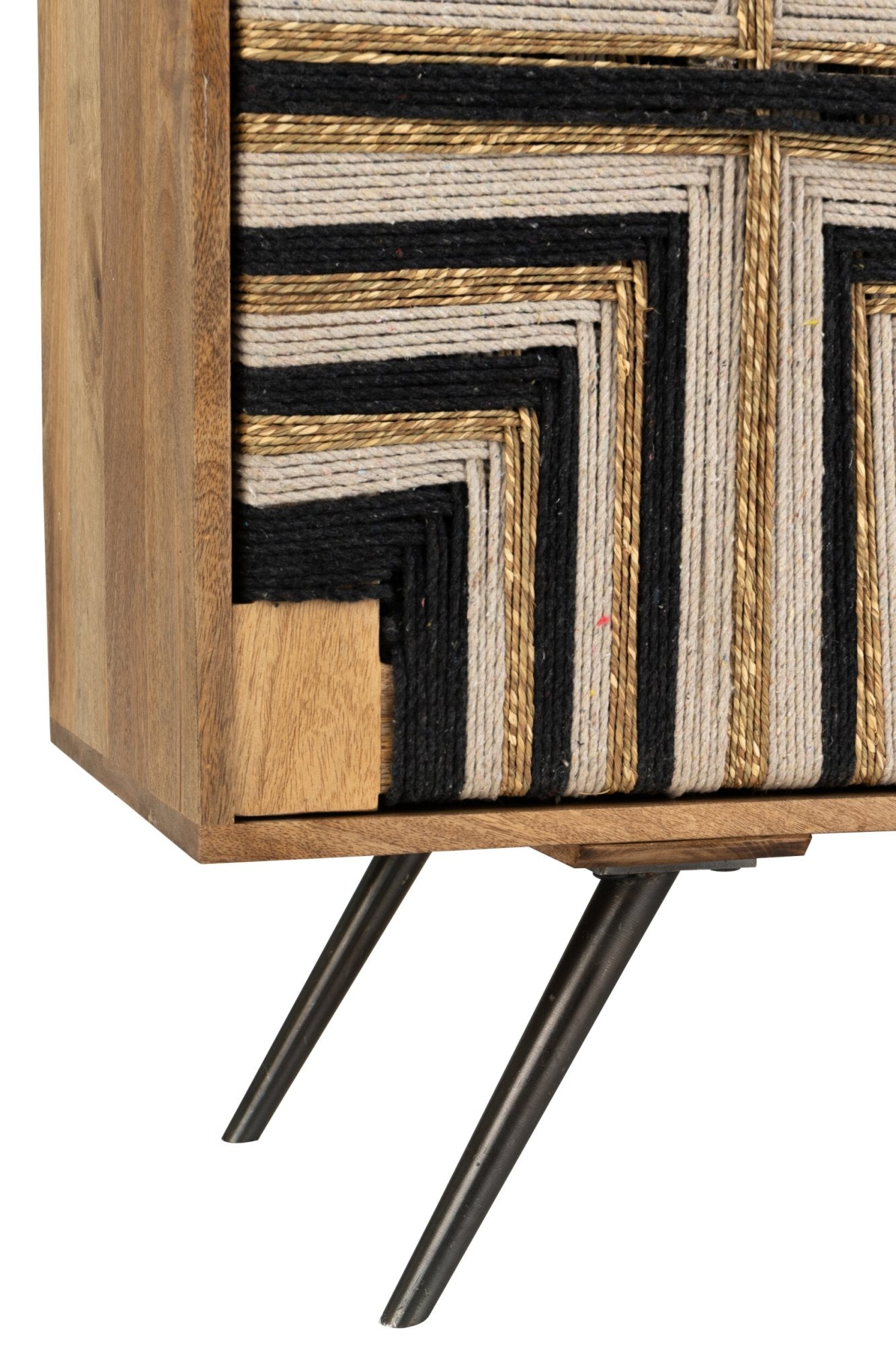 J-LINE KAST GEVLOCHTEN DRAADDESIGN HOUT NATUREL/ZWART