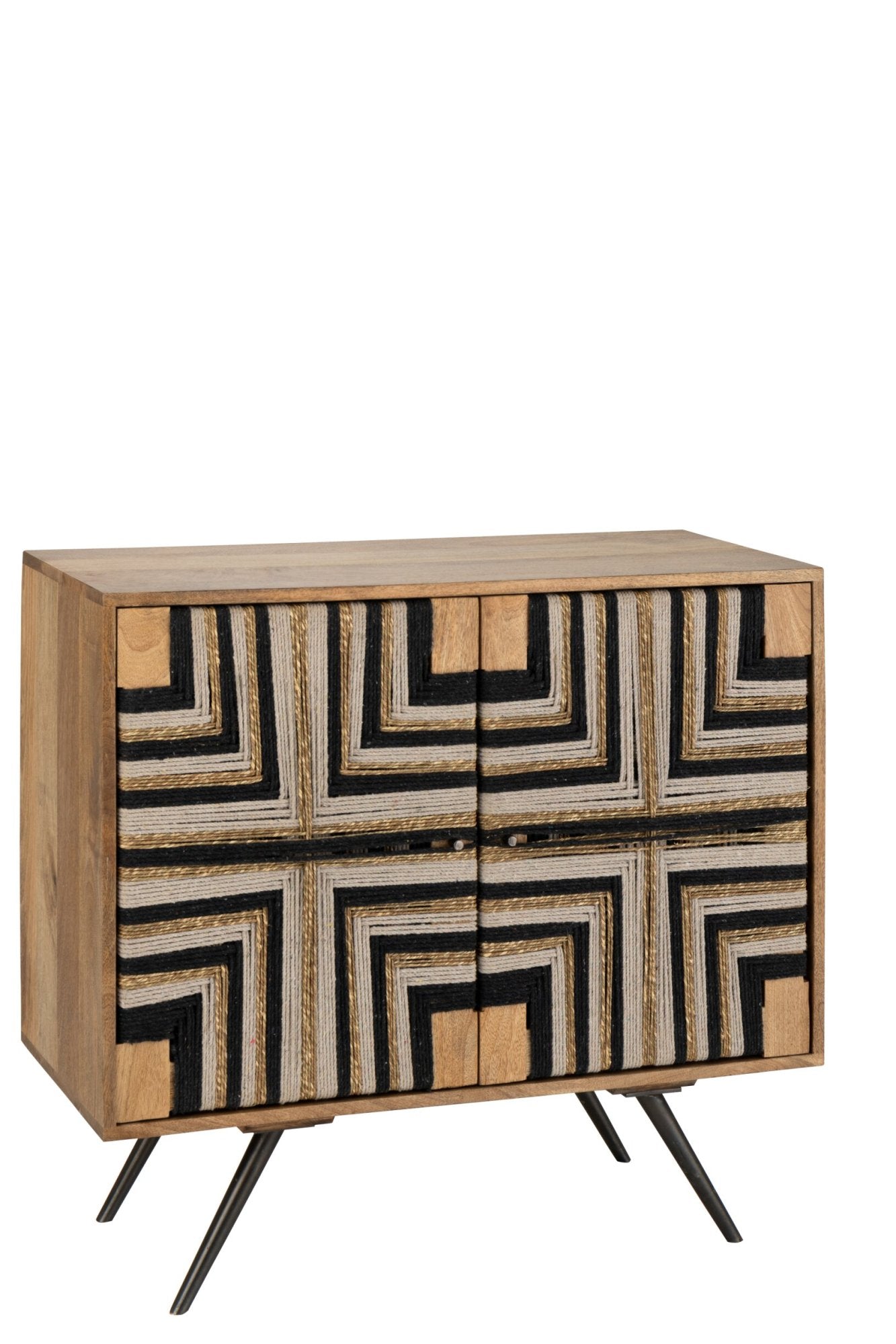 J-LINE KAST GEVLOCHTEN DRAADDESIGN HOUT NATUREL/ZWART
