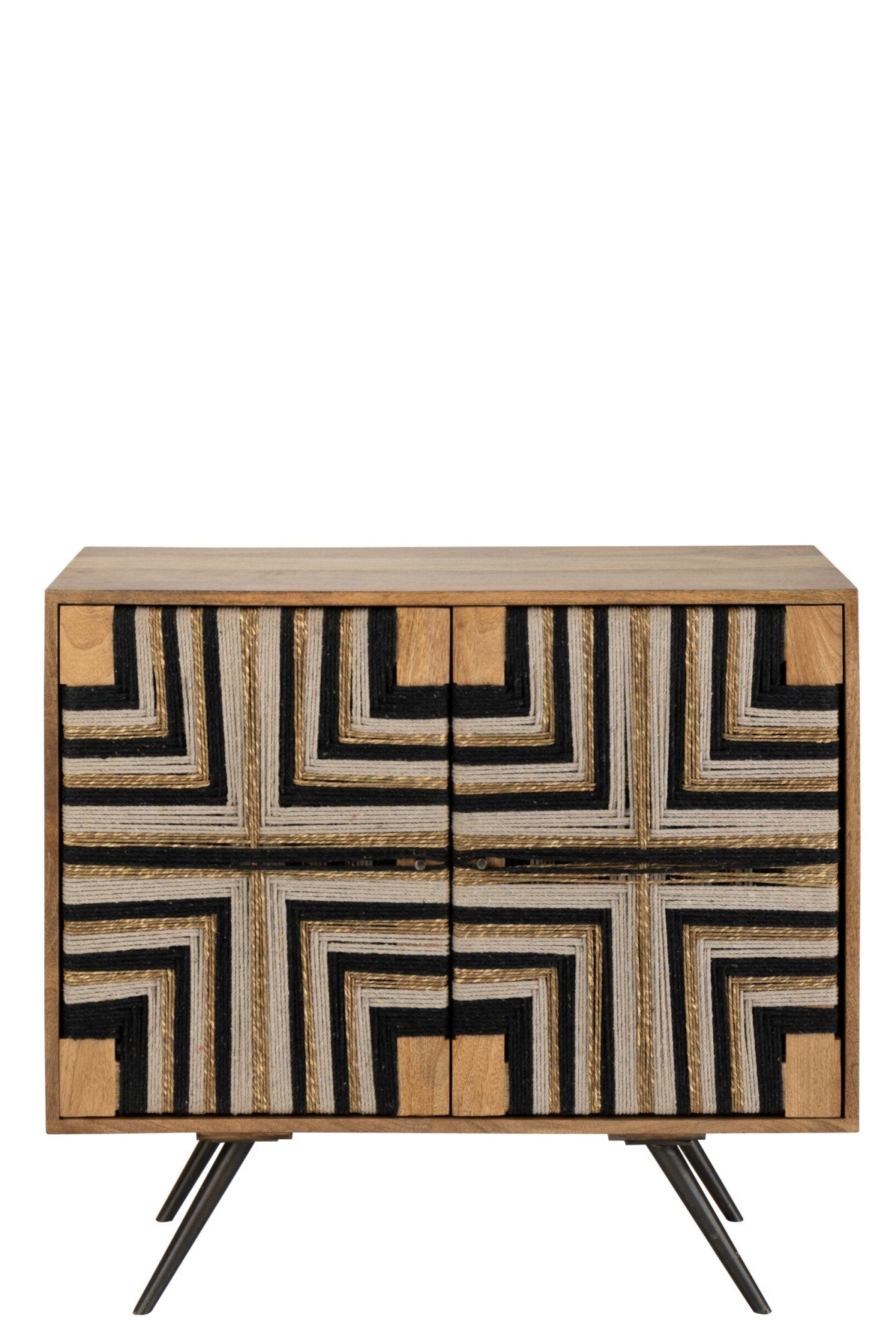 J-LINE KAST GEVLOCHTEN DRAADDESIGN HOUT NATUREL/ZWART